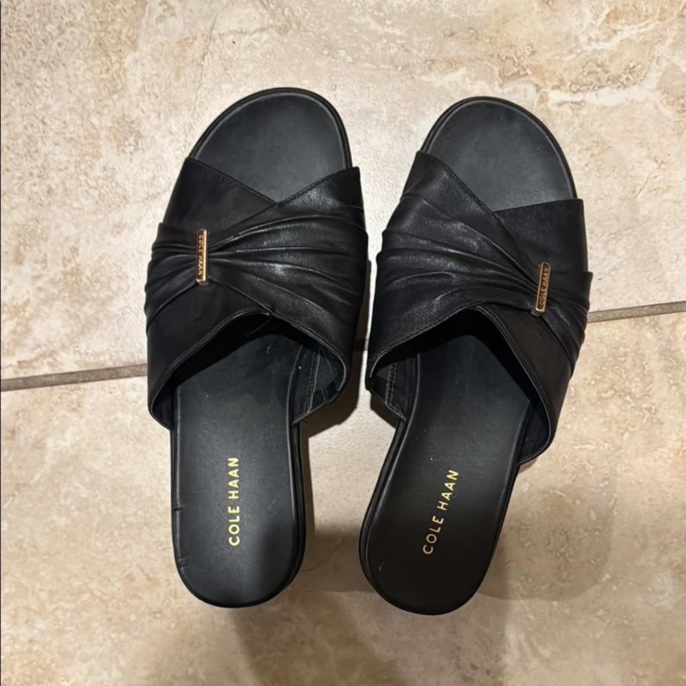 Cole Haan Black Mules with Crisscross Design